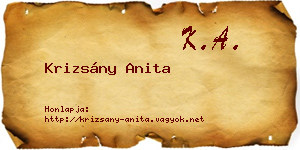 Krizsány Anita névjegykártya