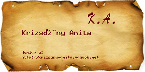 Krizsány Anita névjegykártya