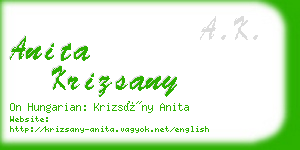 anita krizsany business card